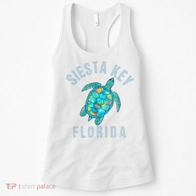Siesta Key FL Beach Design Sea Turtle Illustration Gift Women's Tank Top