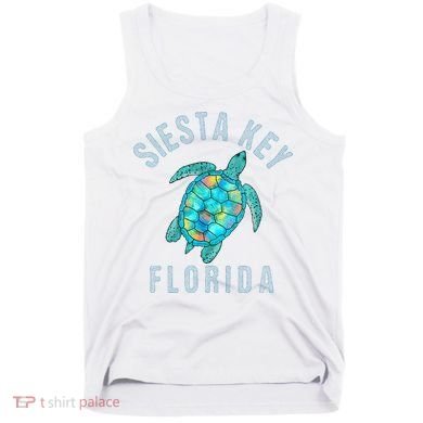 Siesta Key FL Beach Design Sea Turtle Illustration Gift Tank Top