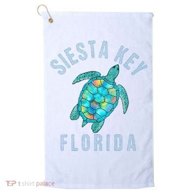 Siesta Key FL Beach Design Sea Turtle Illustration Gift Golf Towel