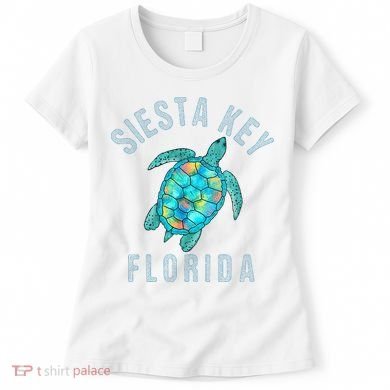 Siesta Key FL Beach Design Sea Turtle Illustration Gift Women's T-Shirt