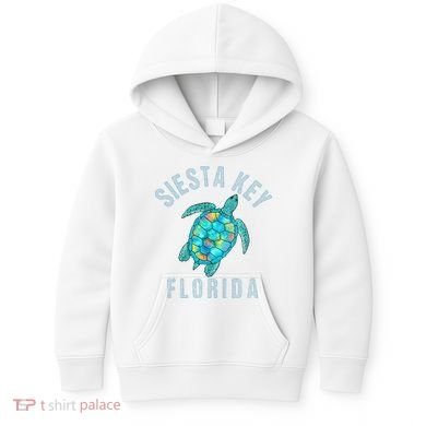 Siesta Key FL Beach Design Sea Turtle Illustration Gift Kids Hoodie