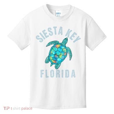 Siesta Key FL Beach Design Sea Turtle Illustration Gift Kids T-Shirt