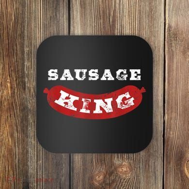 Sausage King Funny Distressed BBQ Coaster