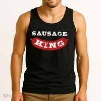 Sausage King Funny Distressed BBQ Tank Top thumb 3