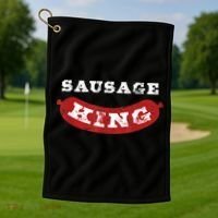 Sausage King Funny Distressed BBQ Golf Towel thumb 1