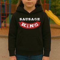 Sausage King Funny Distressed BBQ Kids Hoodie thumb 3