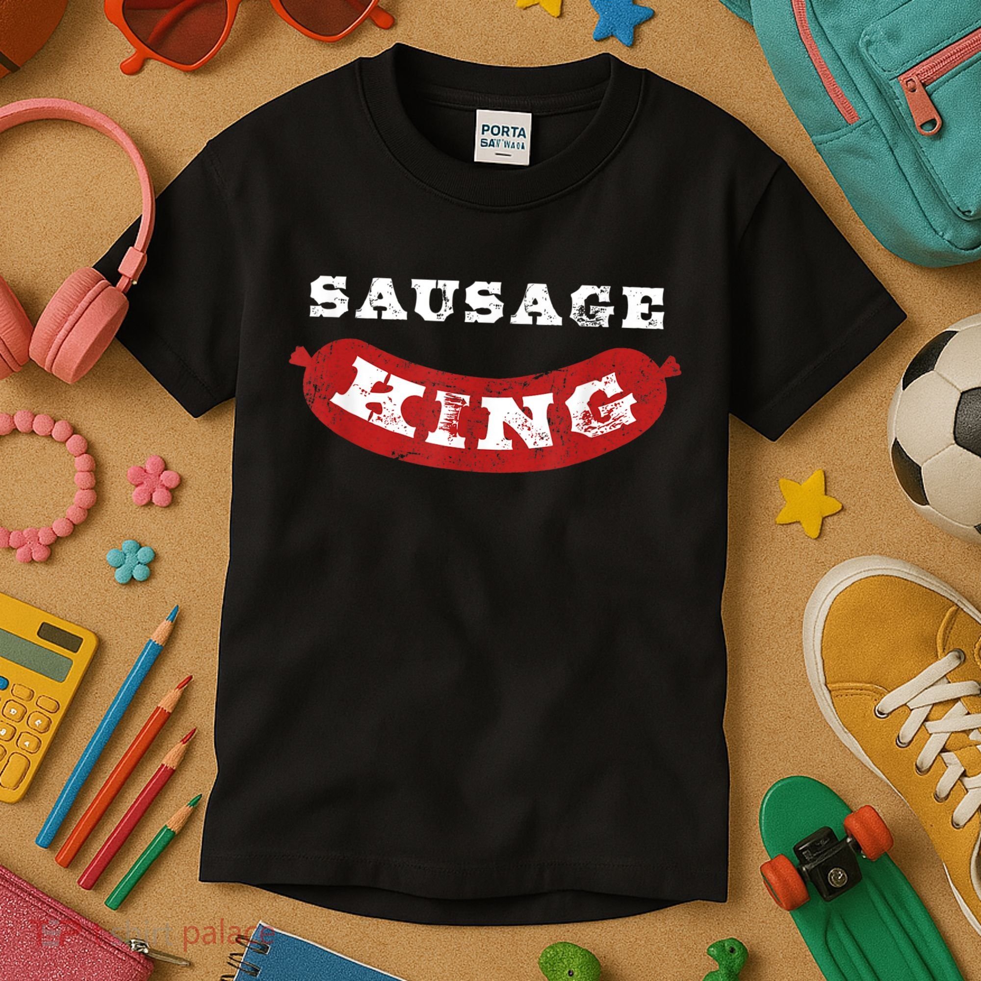 Sausage King Funny Distressed BBQ Kids T-Shirt