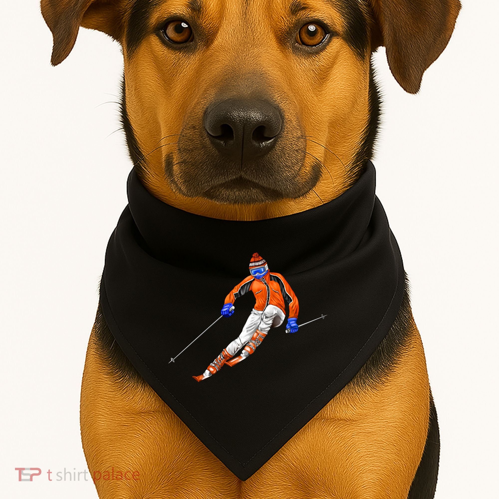 Skiing Downhill USA-Made Doggie Bandana