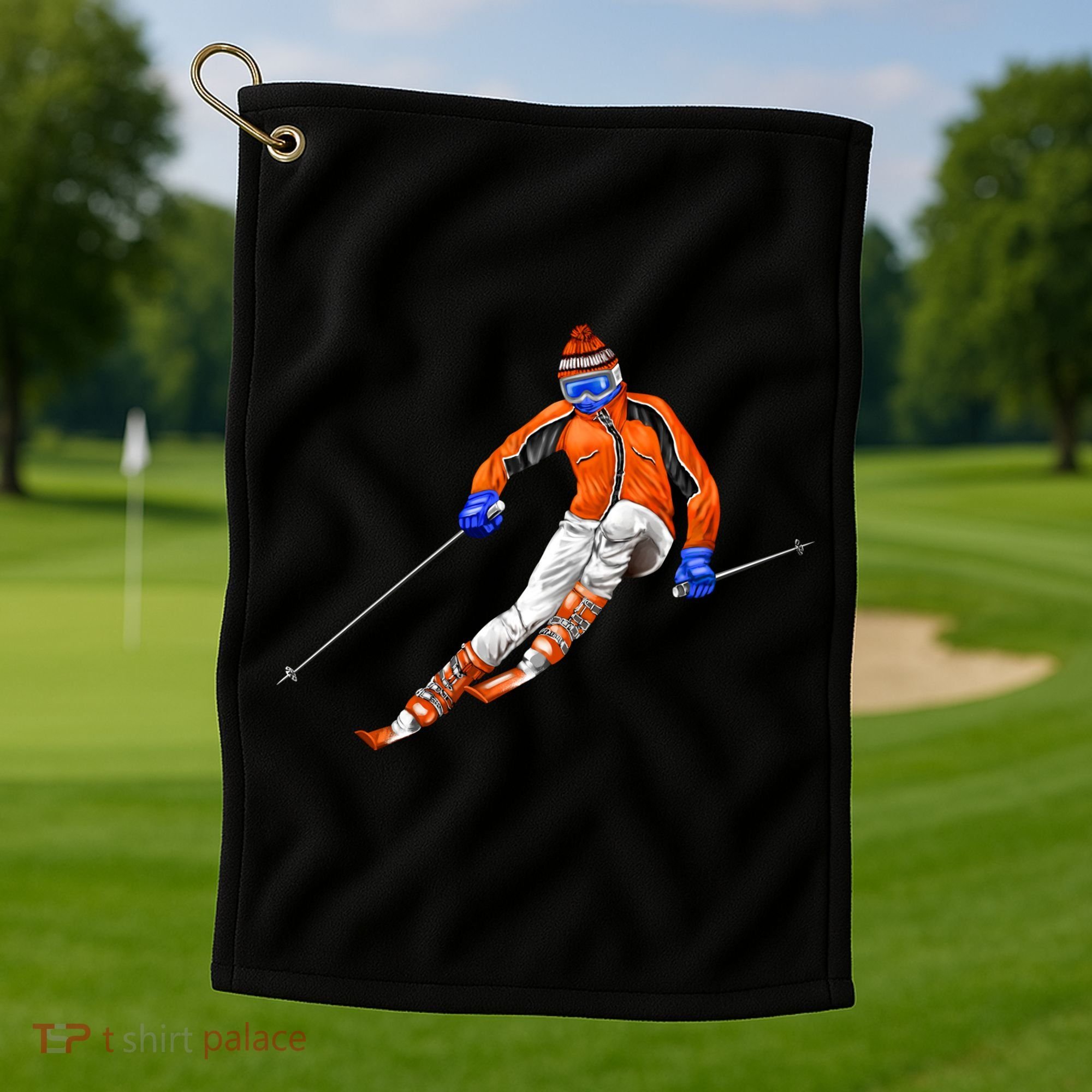 Skiing Downhill Golf Towel