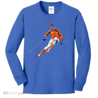Skiing Downhill Kids Long Sleeve Shirt