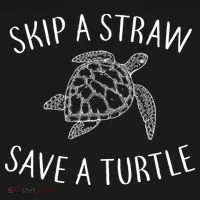 Skip A Straw Save A Turtle Flat Bill Trucker Hat thumb 2