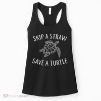 Skip A Straw Save A Turtle Women's Tank Top thumb 0