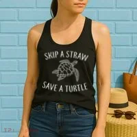 Skip a Straw Save a Turtle Women's Tank Top thumb 2