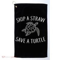 Skip a Straw Save a Turtle Golf Towel thumb 0