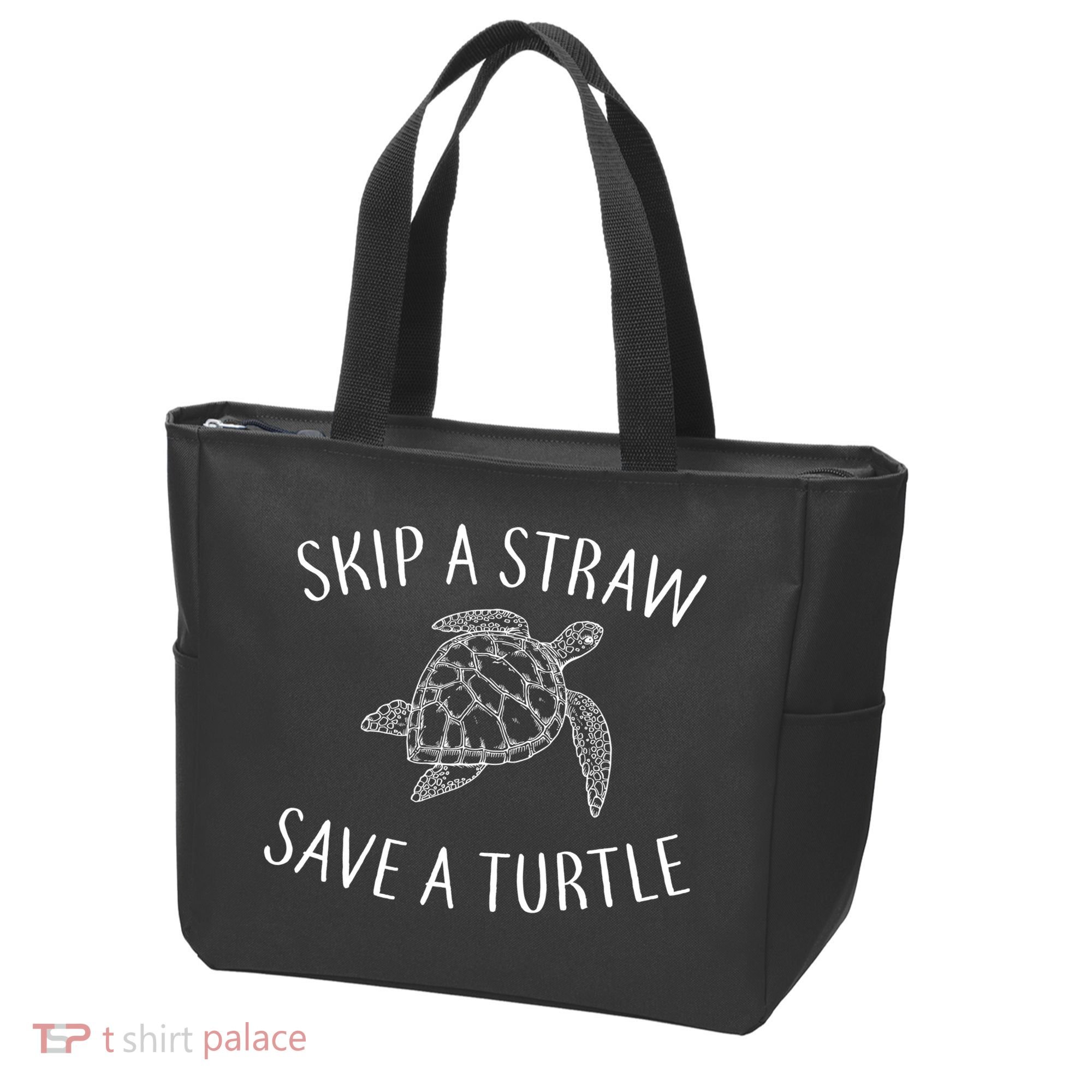 Skip a Straw Save a Turtle Tote Bag
