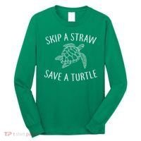 Skip a Straw Save a Turtle Long Sleeve Shirt thumb 0