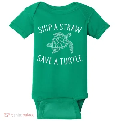 Skip A Straw Save A Turtle Baby Bodysuit