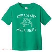 Skip A Straw Save A Turtle Toddler T-Shirt thumb 0