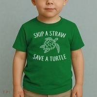 Skip A Straw Save A Turtle Toddler T-Shirt thumb 2
