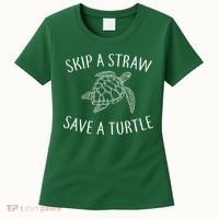 Skip A Straw Save A Turtle Women's T-Shirt thumb 0