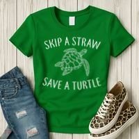 Skip A Straw Save A Turtle Women's T-Shirt thumb 3