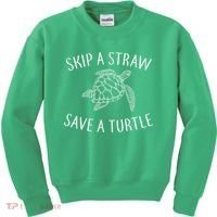 Skip A Straw Save A Turtle Kids Sweatshirt thumb 0
