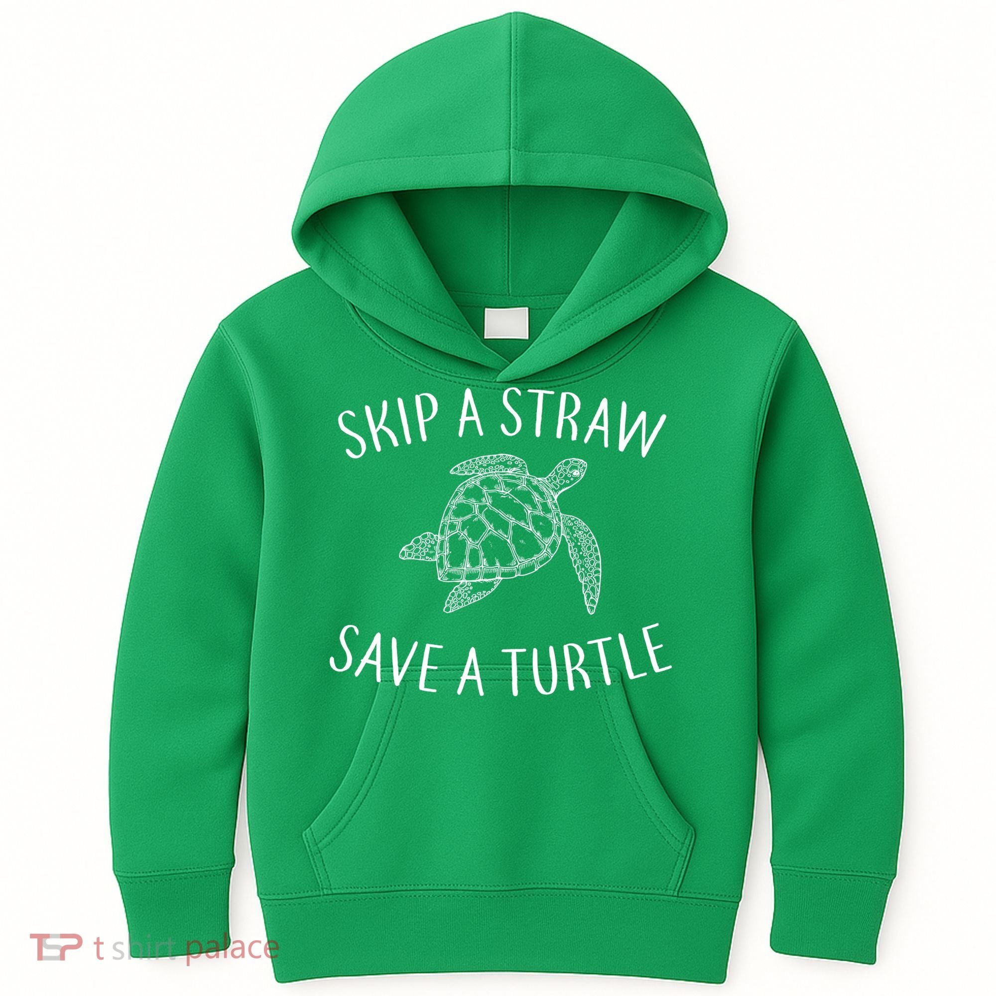 Skip a Straw Save a Turtle Kids Hoodie