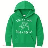 Skip A Straw Save A Turtle Kids Hoodie thumb 0