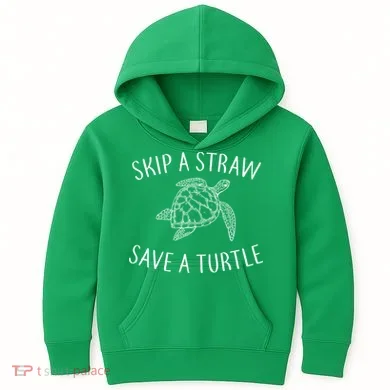 Skip A Straw Save A Turtle Kids Hoodie