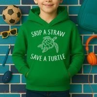 Skip A Straw Save A Turtle Kids Hoodie thumb 2