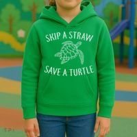 Skip A Straw Save A Turtle Kids Hoodie thumb 3
