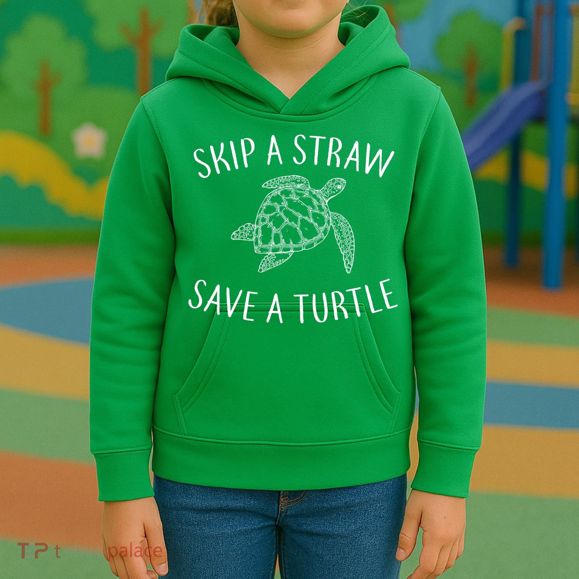 Skip A Straw Save A Turtle Kids Hoodie