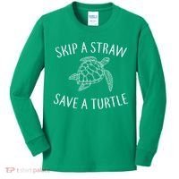 Skip A Straw Save A Turtle Kids Long Sleeve Shirt thumb 0