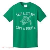Skip A Straw Save A Turtle Kids T-Shirt thumb 0