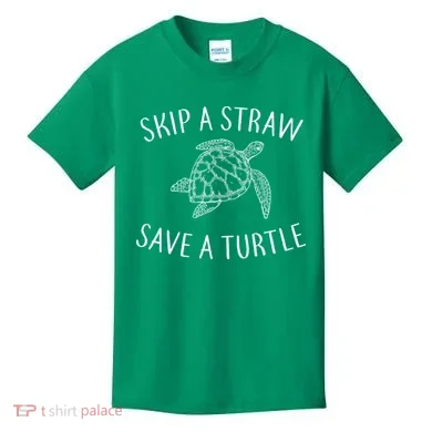 Skip A Straw Save A Turtle Kids T-Shirt