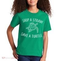 Skip A Straw Save A Turtle Kids T-Shirt thumb 2