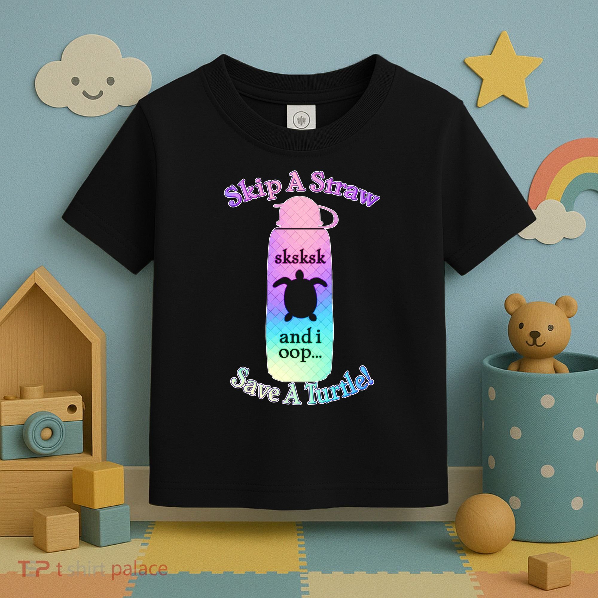 Skip A Straw Save A Turtle Sksksks Toddler T-Shirt