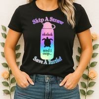 Skip A Straw Save A Turtle Sksksks Women's T-Shirt thumb 2