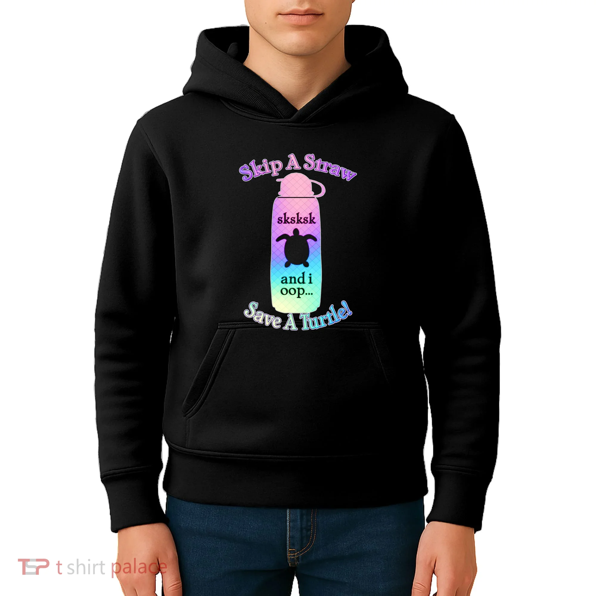 Skip A Straw Save A Turtle Sksksks Kids Hoodie