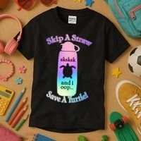 Skip A Straw Save A Turtle Sksksks Kids T-Shirt thumb 3