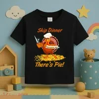 Skip Dinner There's Pie Turkey Thanksgiving Toddler T-Shirt thumb 3