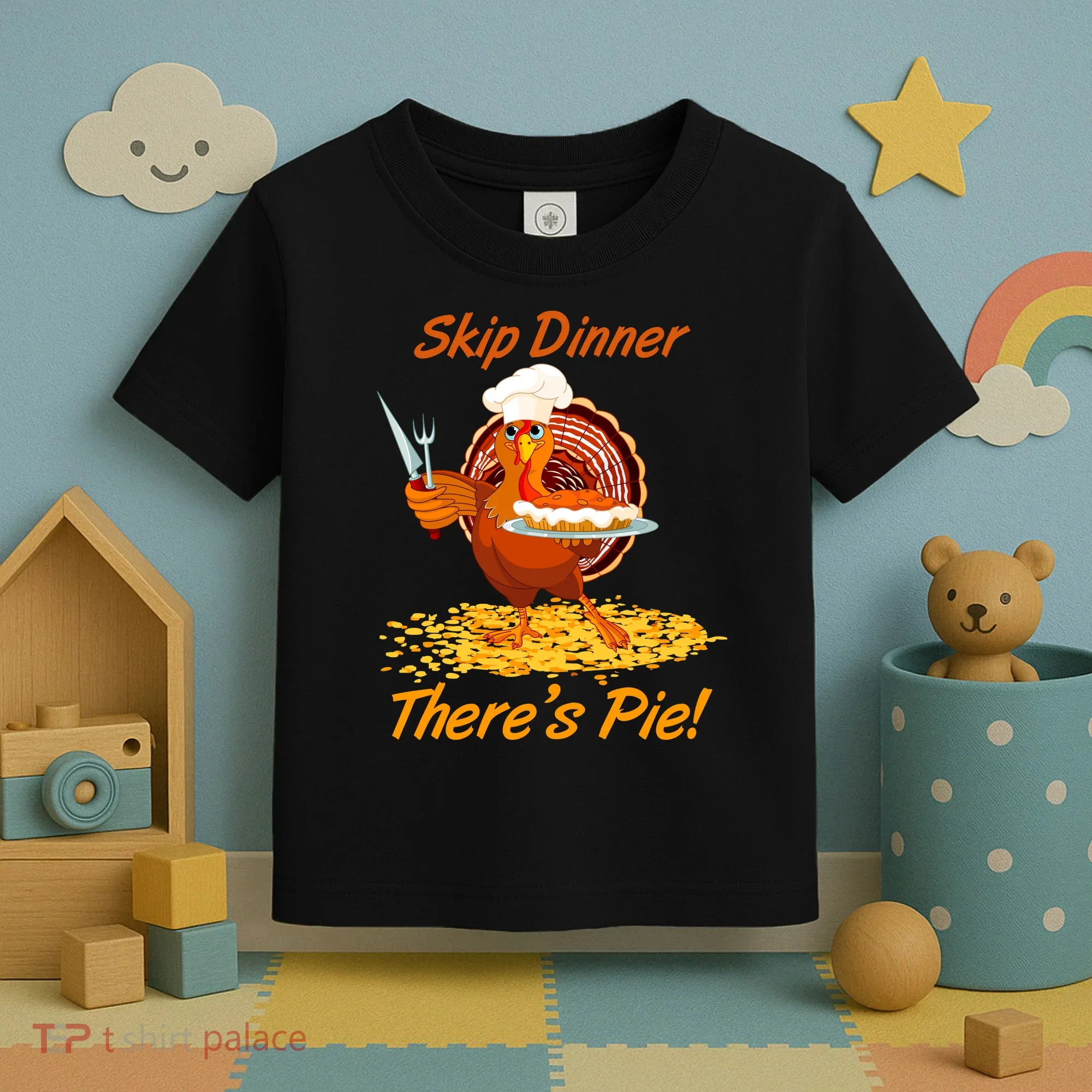 Skip Dinner There's Pie Turkey Thanksgiving Toddler T-Shirt