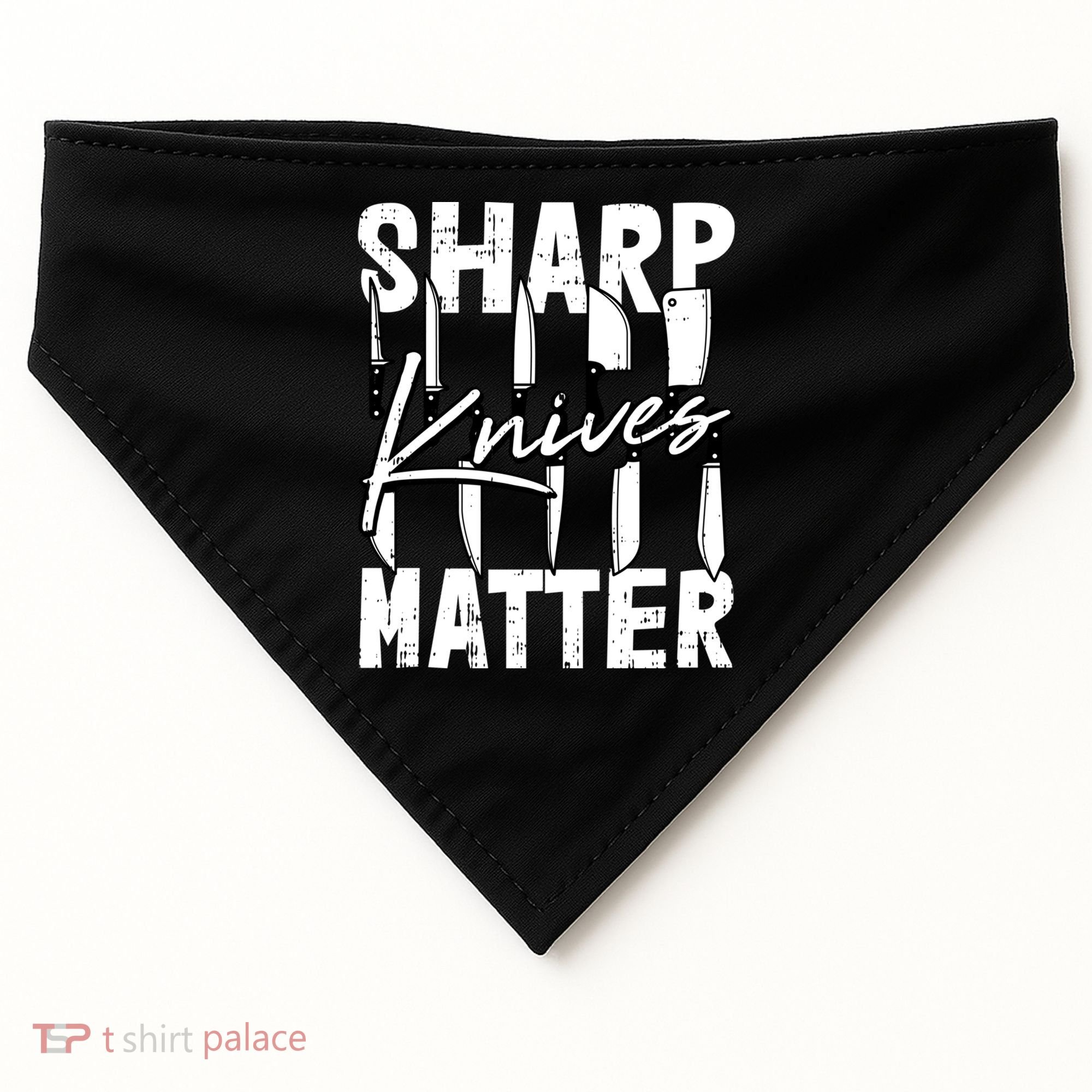 Sharp Knives Matter Motive Cooking Chef Gift USA-Made Doggie Bandana