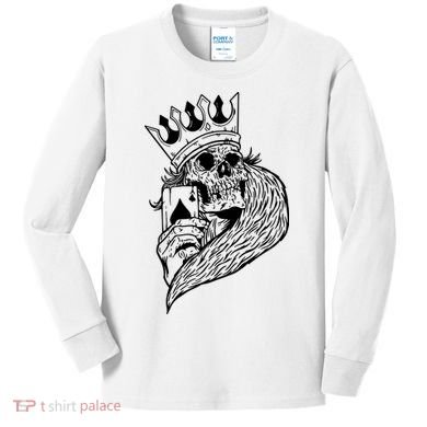 Skeleton King Poker Kids Long Sleeve Shirt