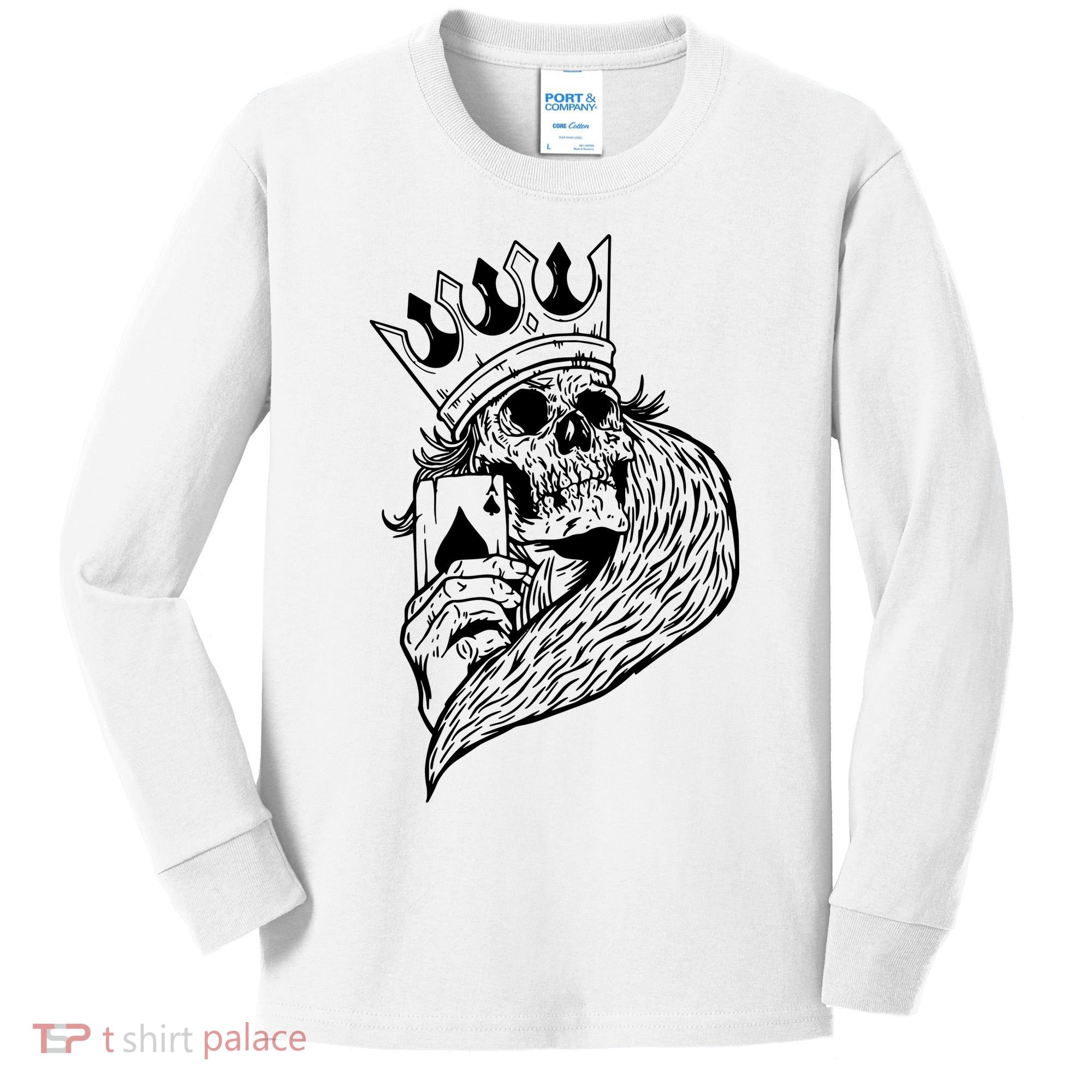 Skeleton King Poker Kids Long Sleeve Shirt