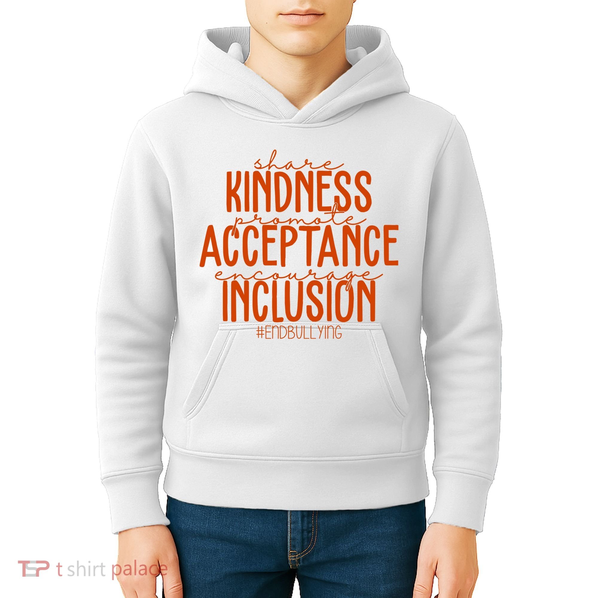 Share Kindness Promote Acceptance Encourage Inclusion End Bullying Unity Day Kids Hoodie