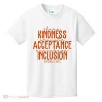Share Kindness Promote Acceptance Encourage Inclusion End Bullying Unity Day Kids T-Shirt thumb 0