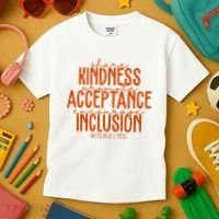 Share Kindness Promote Acceptance Encourage Inclusion End Bullying Unity Day Kids T-Shirt thumb 3