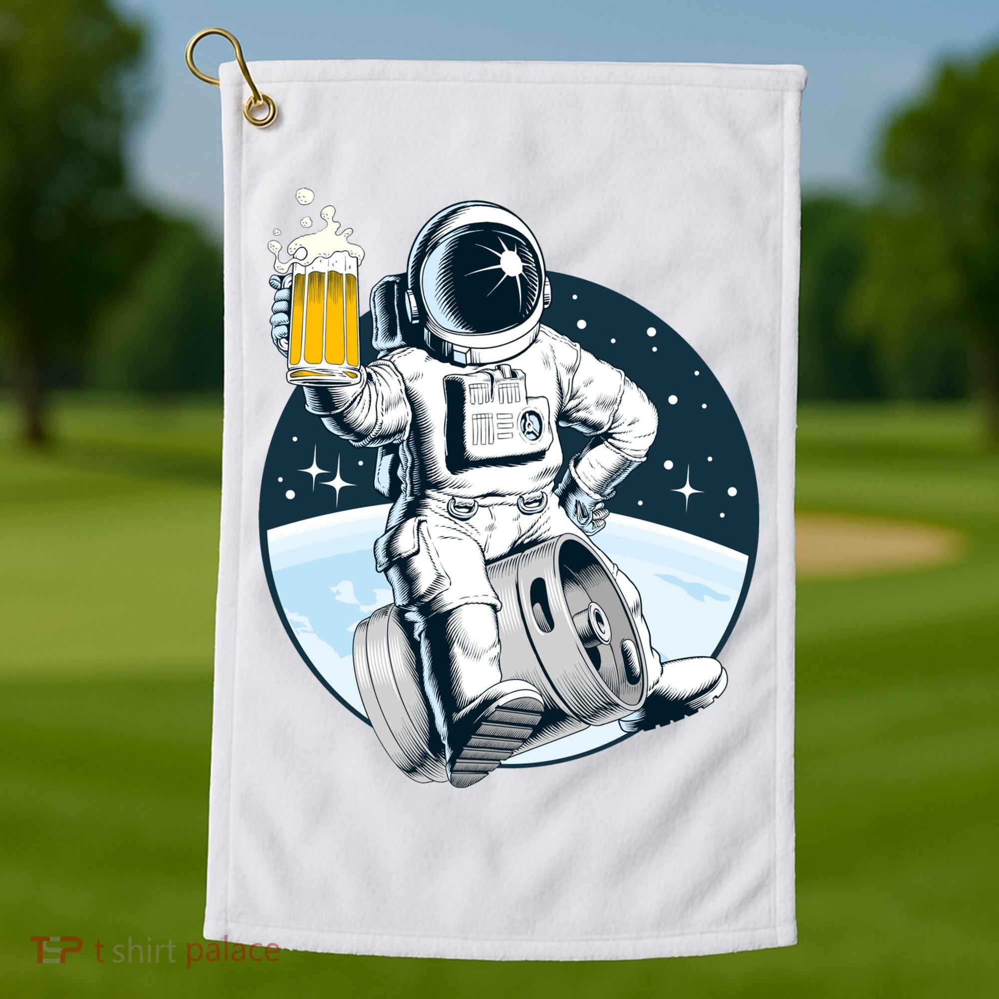 Space Kegger Party Astronaut Golf Towel
