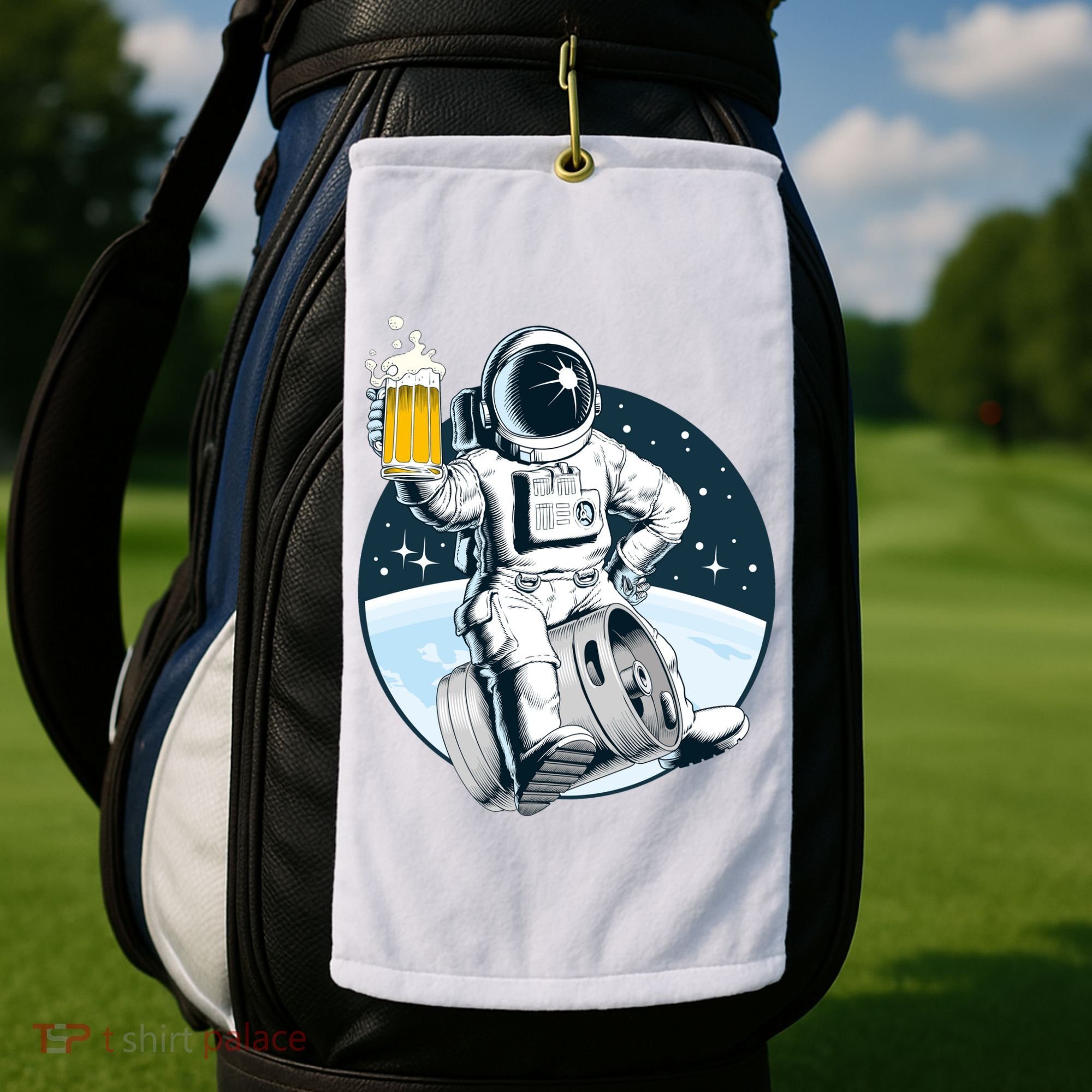 Space Kegger Party Astronaut Golf Towel